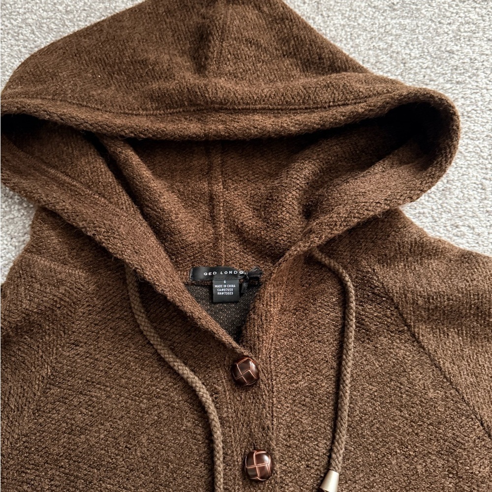 QED London Brown Hooded Swim Coverup - Picture 2 of 5